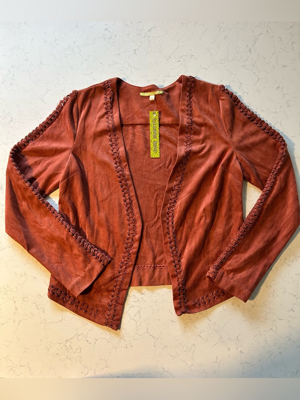 NWT Gianni Bini Boho Vegan Suede Blazer with Braided Accents - Picture 7 of 15